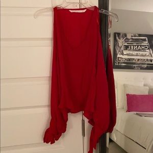 Zara Red Top with Open Sleeves